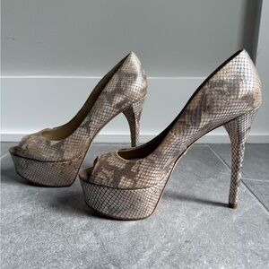 Brian Atwood Snakeskin Platform Heels - Never Worn
